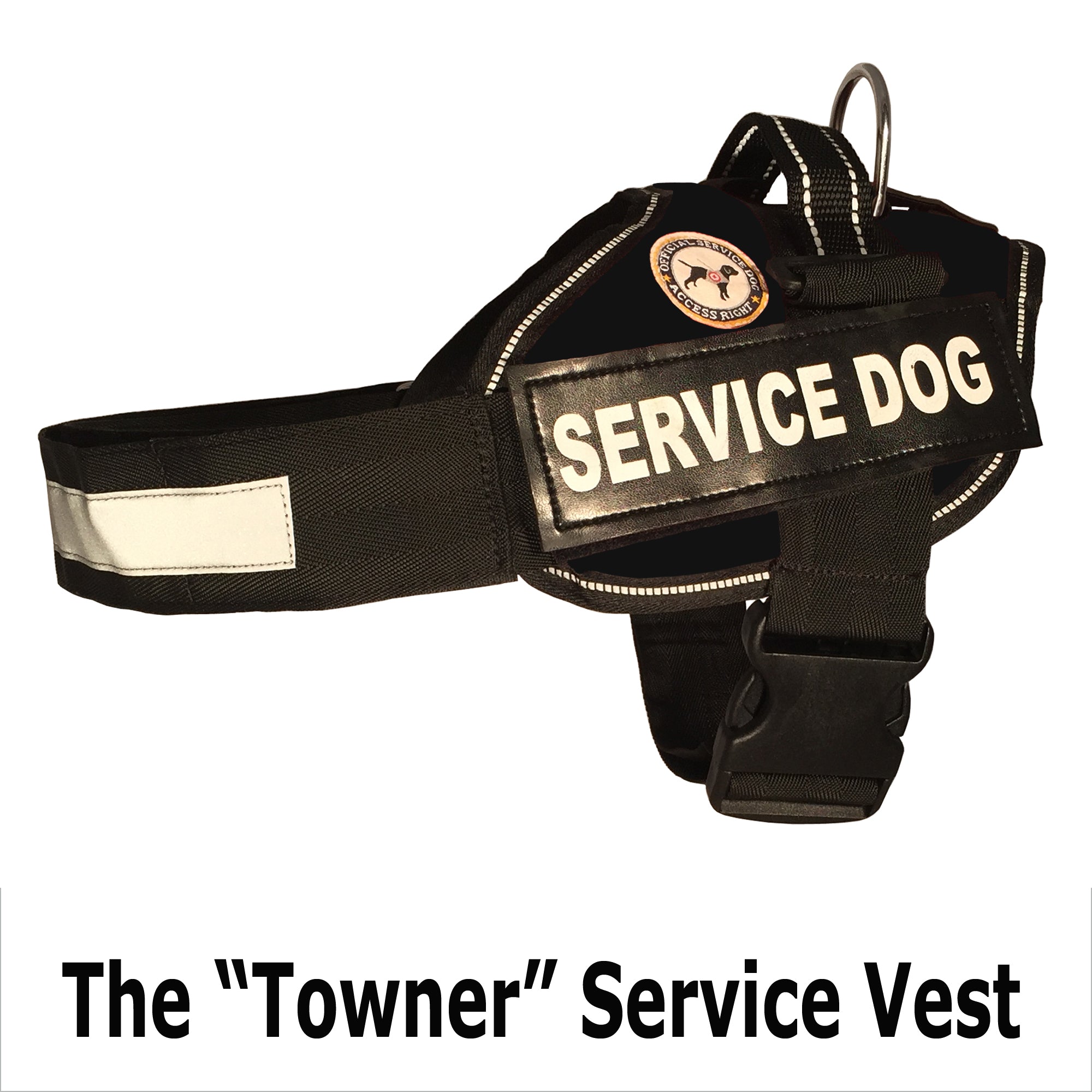 Service Dog Vest + ID Tag + 50 ADA Information Cards - Service Dog Harness  w Patch in Sizes X Small to XX Large, Metal Dog Tag has Durable Clip